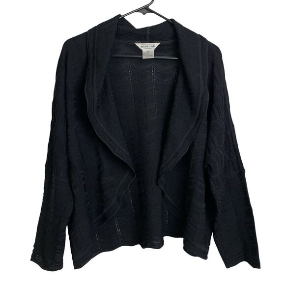 Exclusively Misook Cardigan Sweater 2X Womens Black Open Knit Career Acrylic - Picture 1 of 7